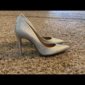 Schutz Silver Sparkly High Heeled Pumps 7.5 NWOB